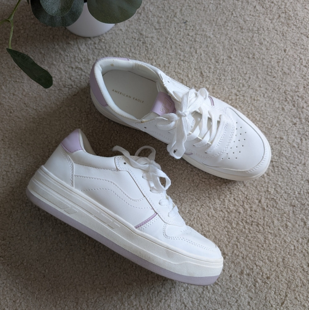 American Eagle Purple And White Platform Sneakers Size 7